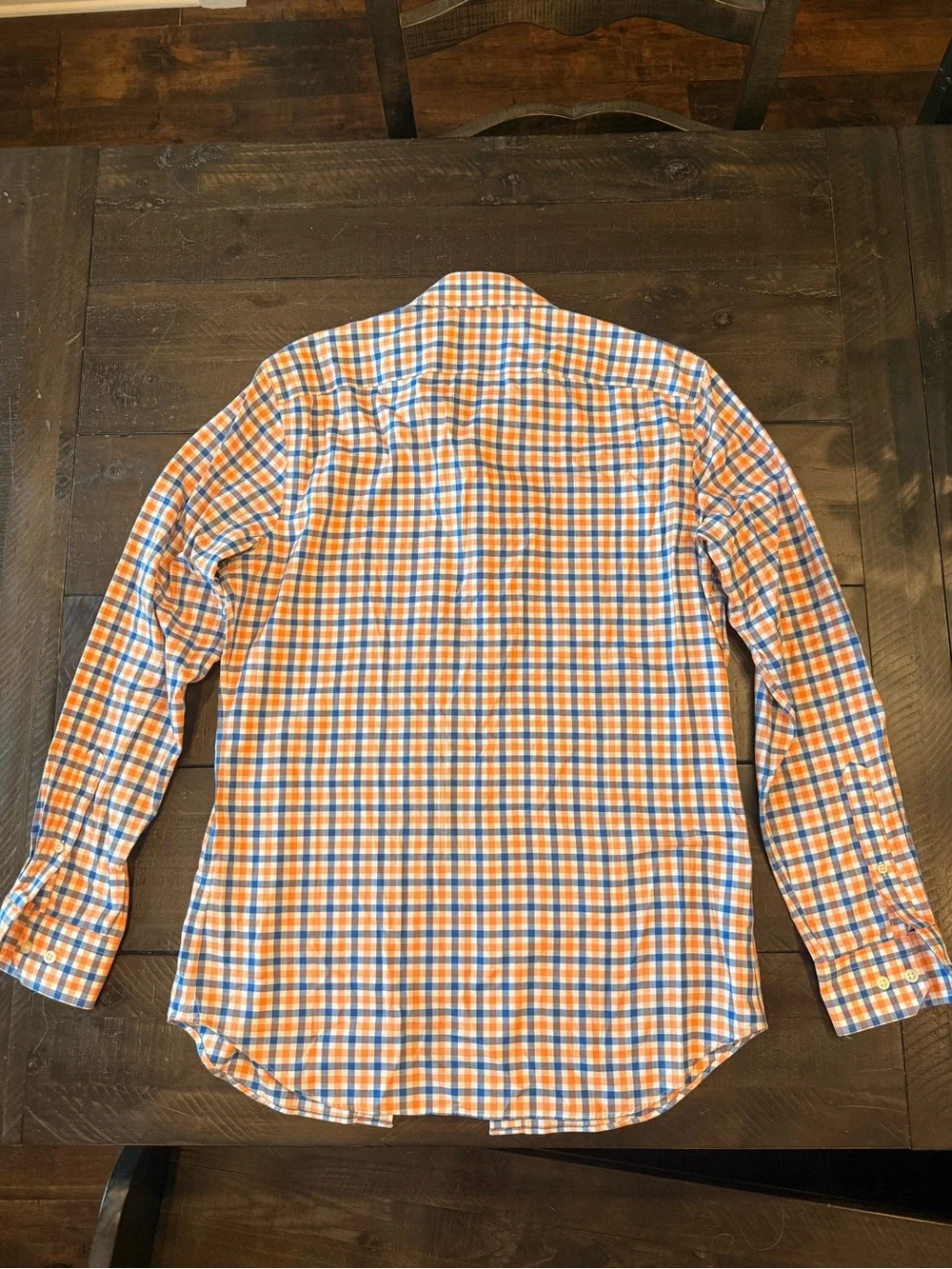 Banana Republic Orange and Blue Checked Dress Shirt